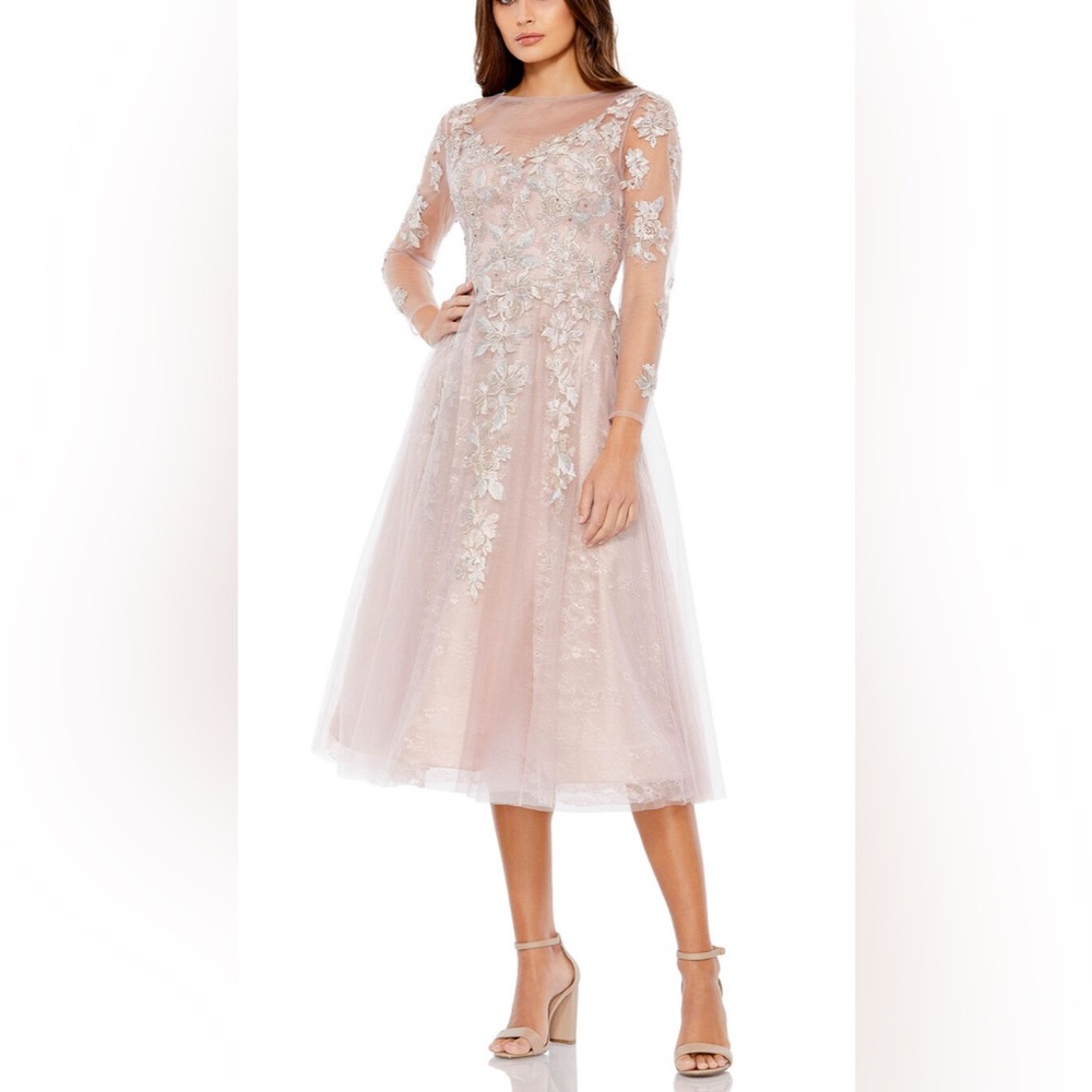 Mac Duggal 30681 Sheer Neckline Illusion Sleeve Dress size 18